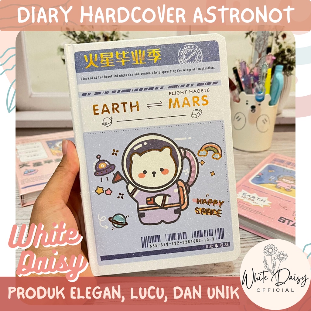 

buku diary anak Astronot A6 kertas tebal berwarna bergambar Astronaut