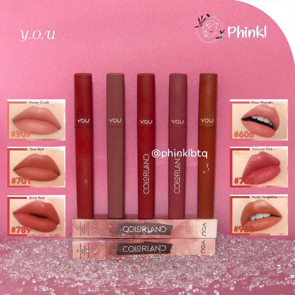 `ღ´ PHINKL `ღ´ Y.O.U lip satin powder mousse colorland pewarna bibir merona