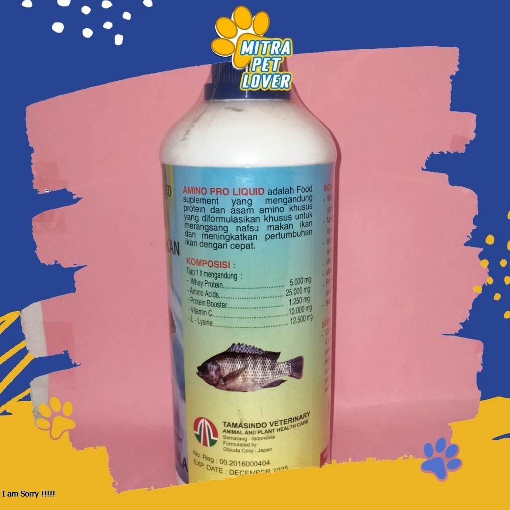 SUPLEMEN DAN VITAMIN IKAN - AMINO PRO LIQUID 1L 1000ML PENAMBAH NAFSU MAKAN MENGGEMUKAN FISH KOI NILA CEPAT TUMBUH BESAR ORIGINAL PET ANIMAL FISH HEALTHCARE AND VETERINARY TAMASINDO OBAT KESEHATAN PERAWATAN TERNAK HEWAN BINATANG PELIHARAAN MITRAPETLOVER