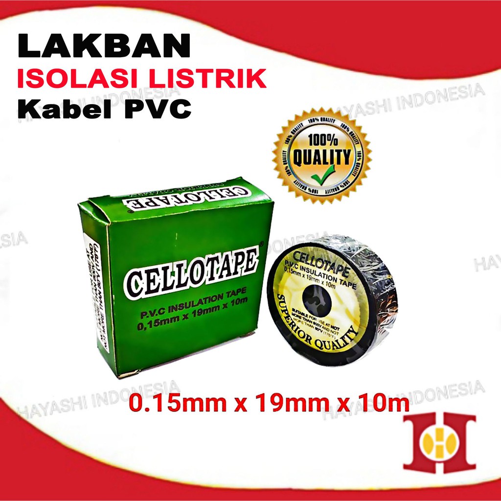 Isolasi Listrik Lakban Kabel PVC Tape Hitam Asli Original Termurah-10pcs