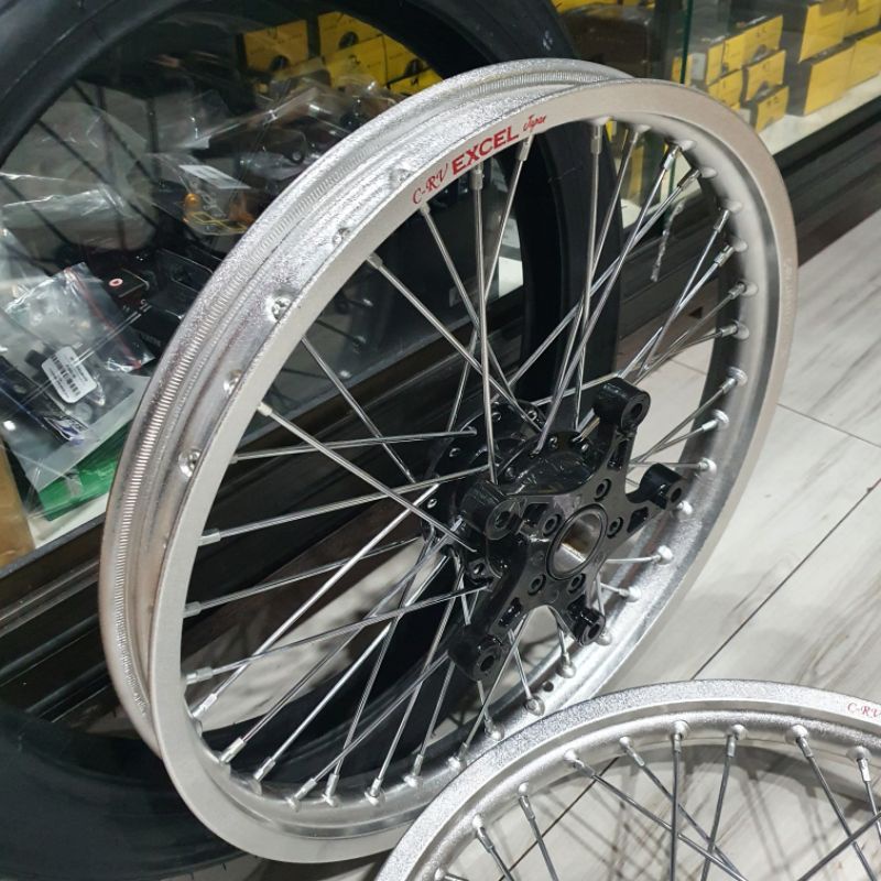 Velg Alloy CRV Japan 18 x 160 Silver Kulit Jeruk set Jari dan Tromol SYS Honda CB 150 New 2016 Up Ba