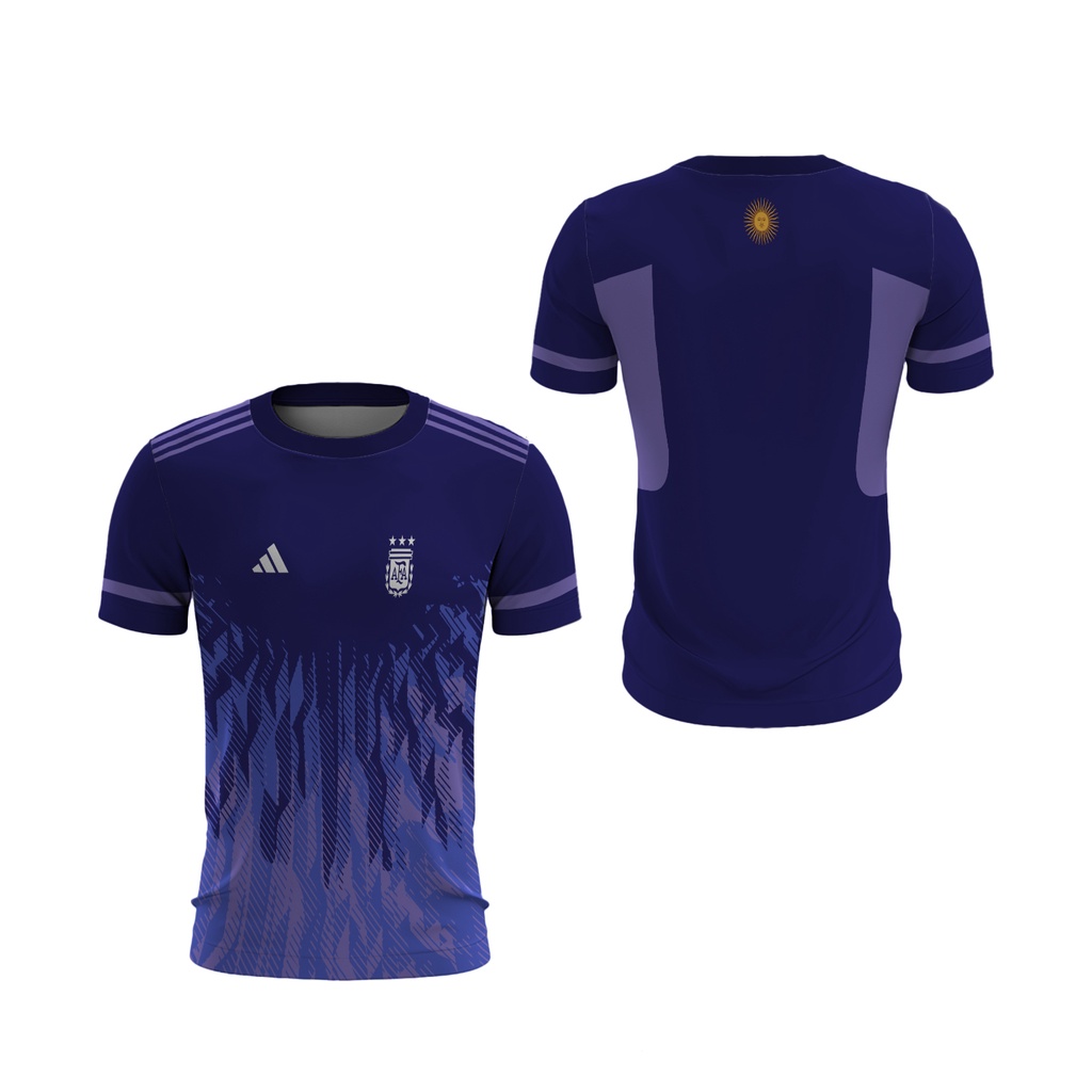 BajuArmy - Jersey Piala Dunia 2022 Argentina bintang 3 Away Full Print