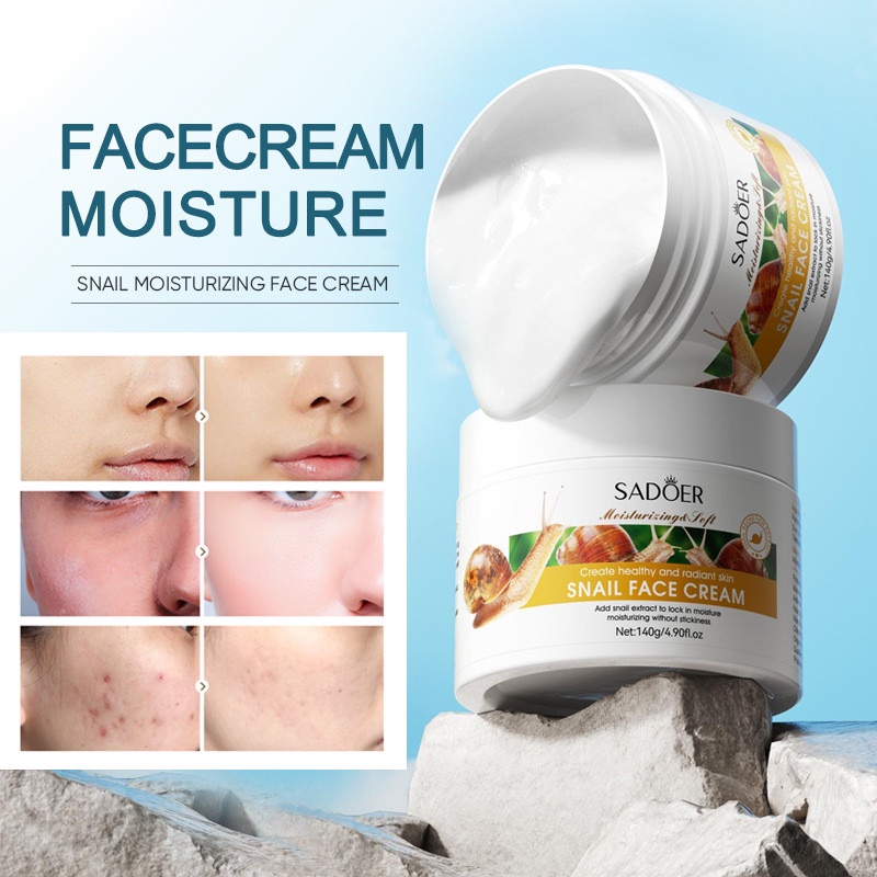 SADOER Snail Moisturizing Face Cream Whitening Acne Treatment Nicotinamide Hyaluronic Acid Face Cream