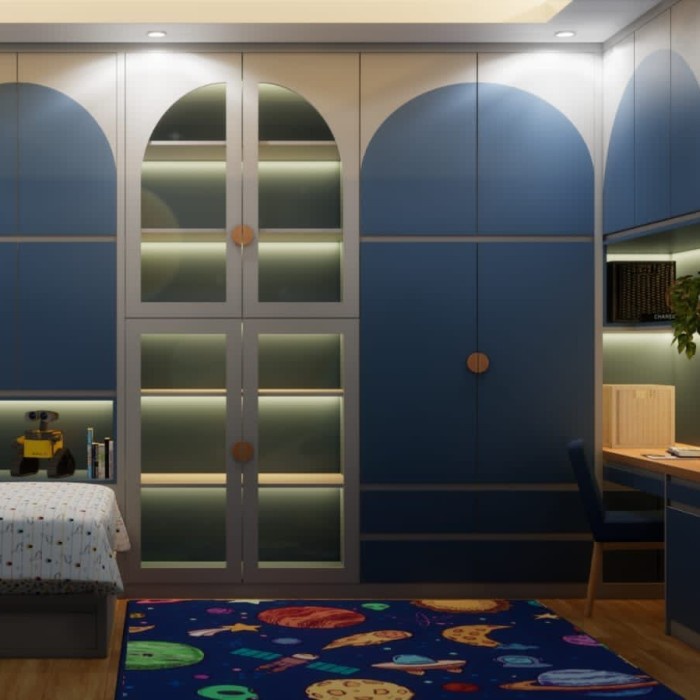 Design kamar anak lemari meja belajar hpl minimalis modern hpl taco