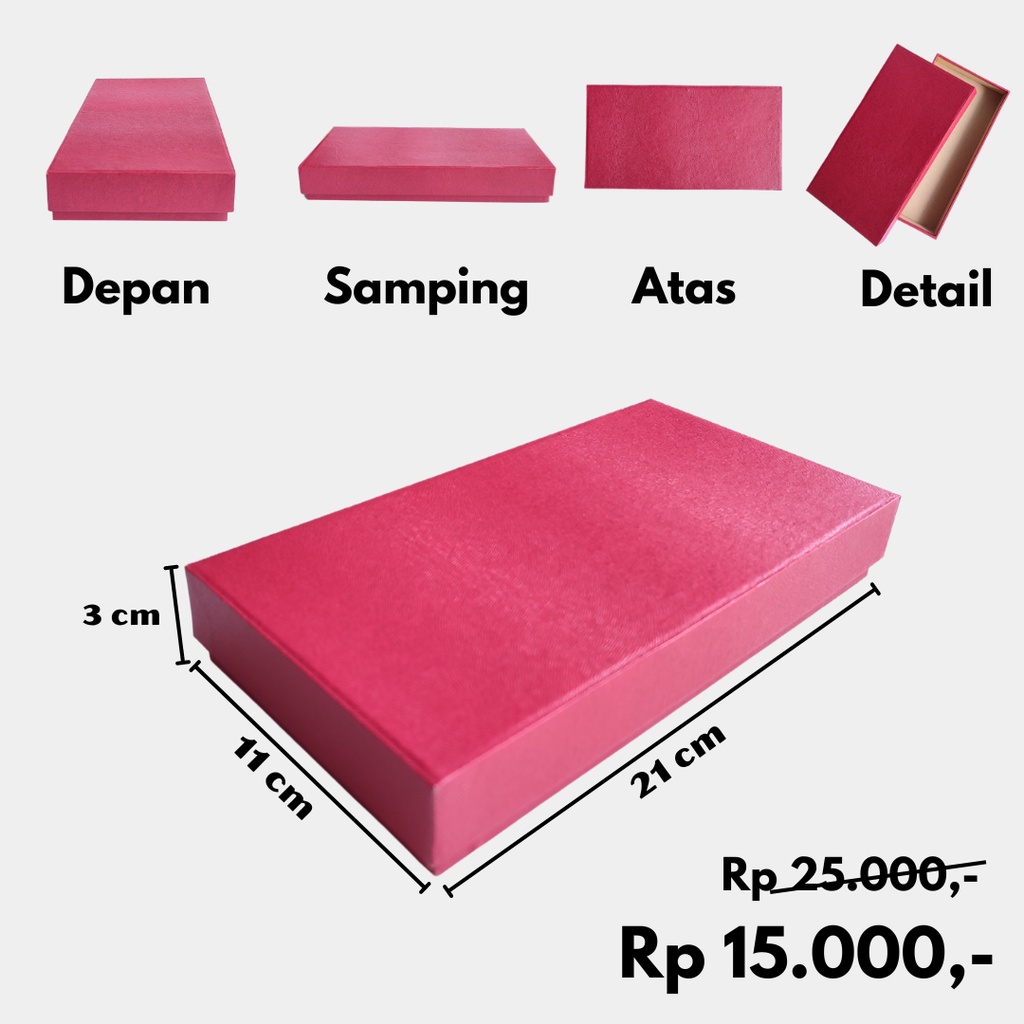 

Kotak Hadiah Mewah Buka Tutup - Warna Merah, Ukuran 21x11x3 cm