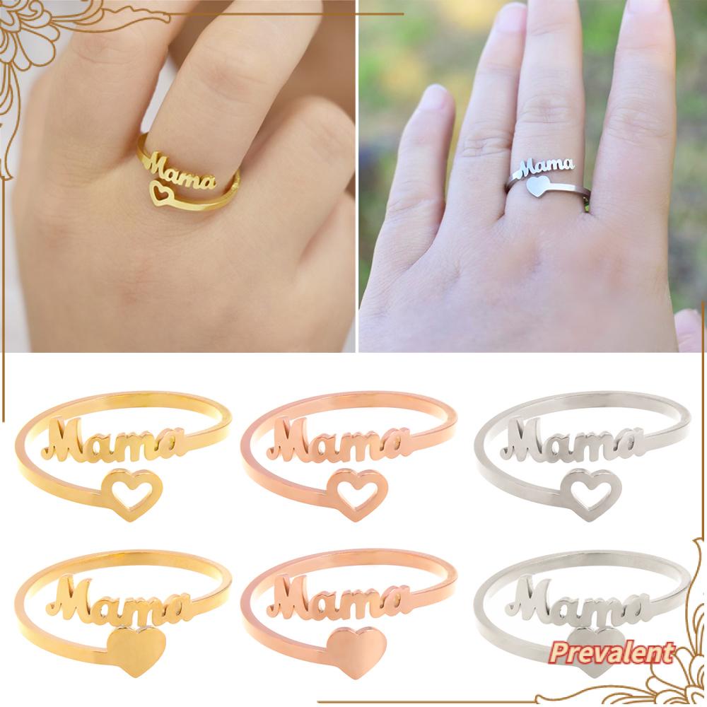 Preva Populer Aksesoris MAMA Hati Cincin Retro Aksesoris