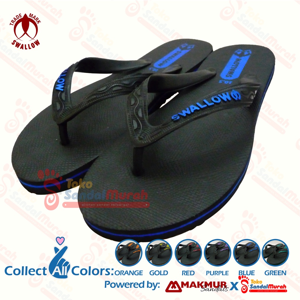 Toko Sendal Murah - Sendal Jepit Swallow Black Pearl M02 - Sandal Japit M02 Swallow Hitam Aksen warna Metallic Pearl [Tk Sendal Murah M 05 Swl BPM02 B]