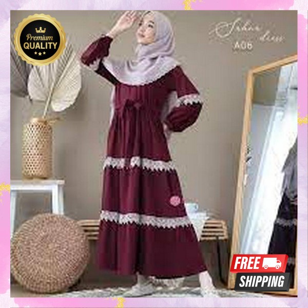 Gmis Muslimah Polos Baju Lebaran Muslim Wanita Games Jumbo Mewah Bj Syarii Casual Dres Remaja Syar'I
