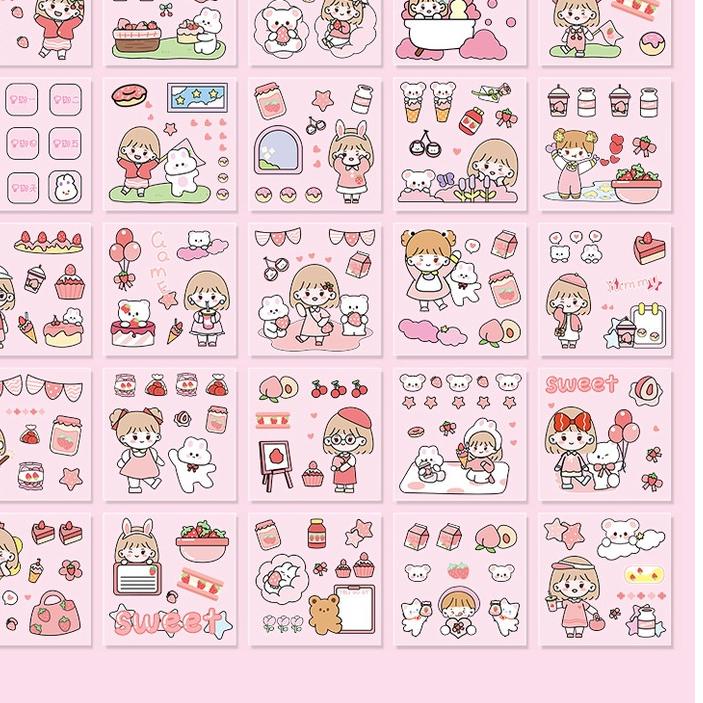 

Ready Banyak 100 pcs stiker kartun tahan air mengatur material tangan hewan peliharaan jurnal paket stiker U7Y^