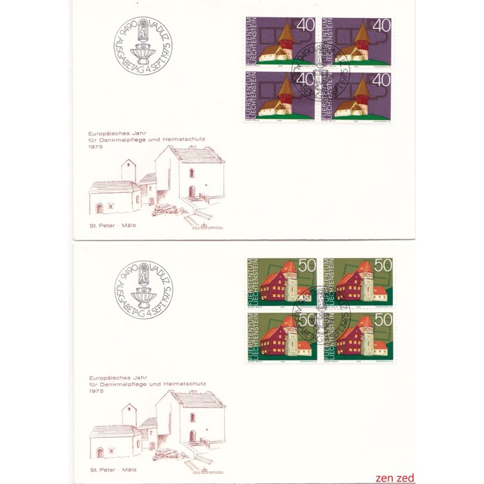 

A665 Prangko Liechtenstein FDC 1975 The Monument Preservation 4 Pcs