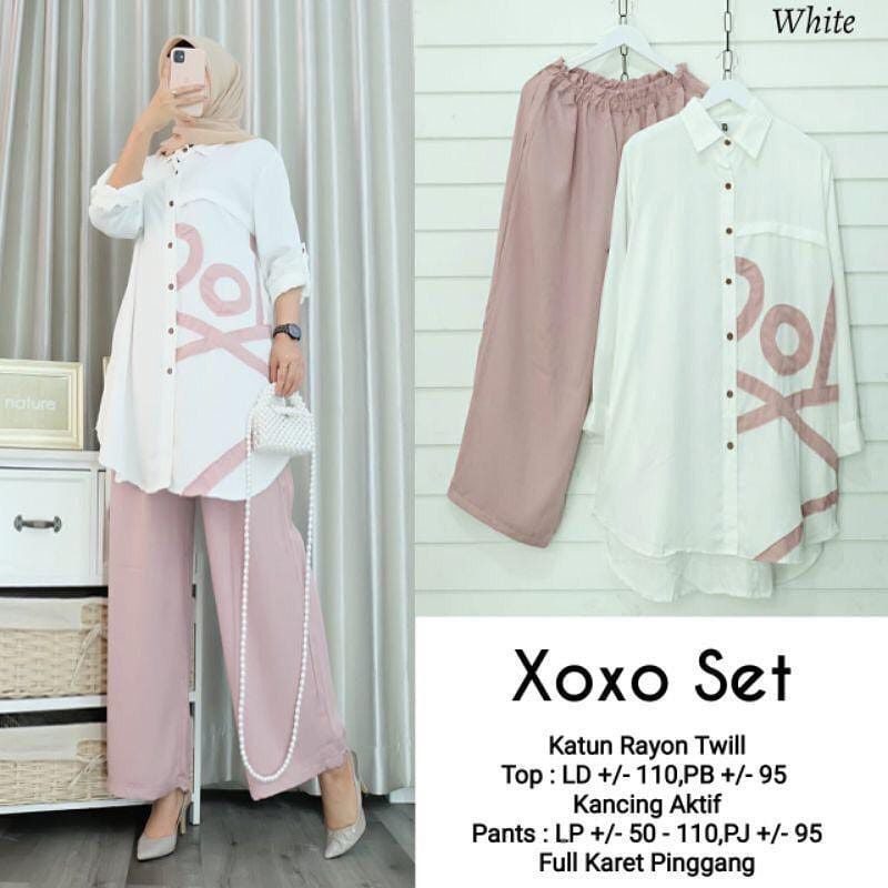 XOXO SET II SETELAN BAJU MUSLIMAH MODERN BAHAN CRINKEL AIR FLOW PREMIUM II CRINKEL AIR FLOW PREMIUM II ADEM NYAMAN DIPAKAI II ARRAZAQU COLLECTION