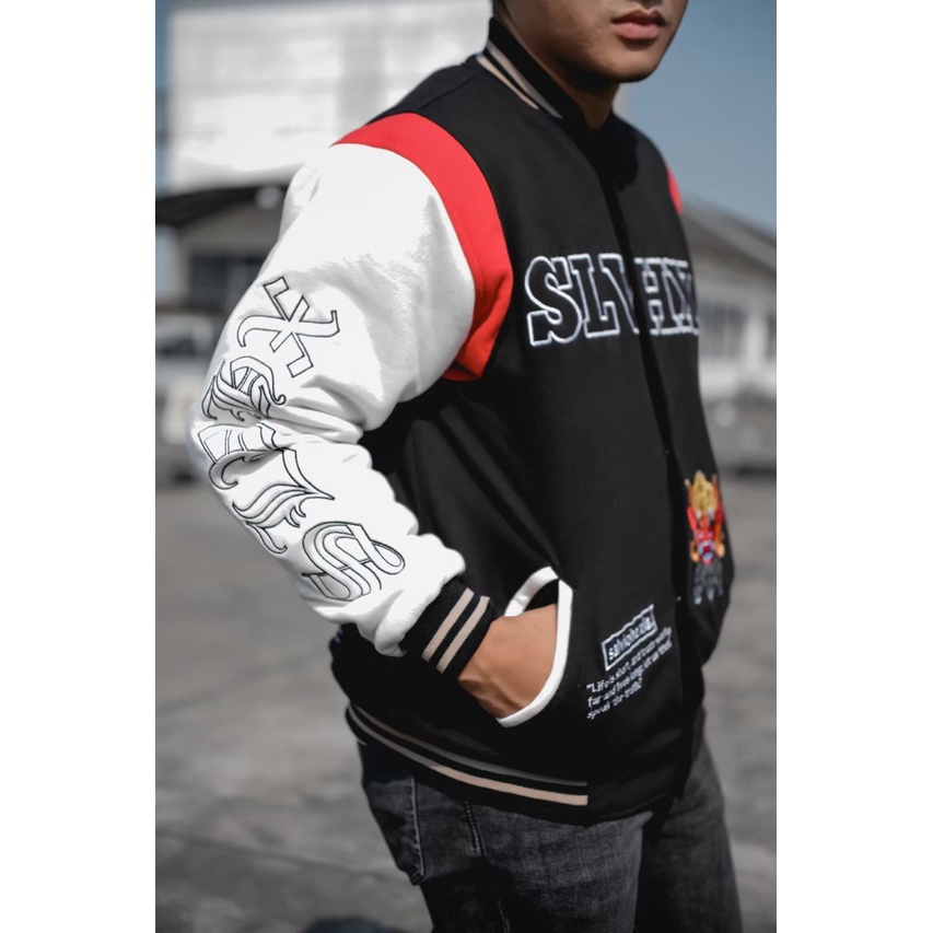 Varsity Basebal Jacket SLVHX Barong Black Full Bordire Premium Quality