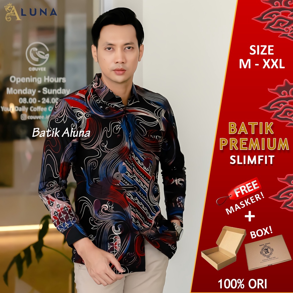 Batik Pria Cowok Lengan Panjang Slimfit Atasan Batik Premium Pria Cowok Batik Pekalongan Kekinian Original Modern Seragam Kantor Jumbo SBA 03