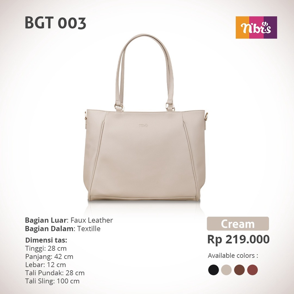 Nibras Bag BGT 03 Bahan Faux Leather mix Textile Tas Nbrs Terbaru Simpel Modern kekinian