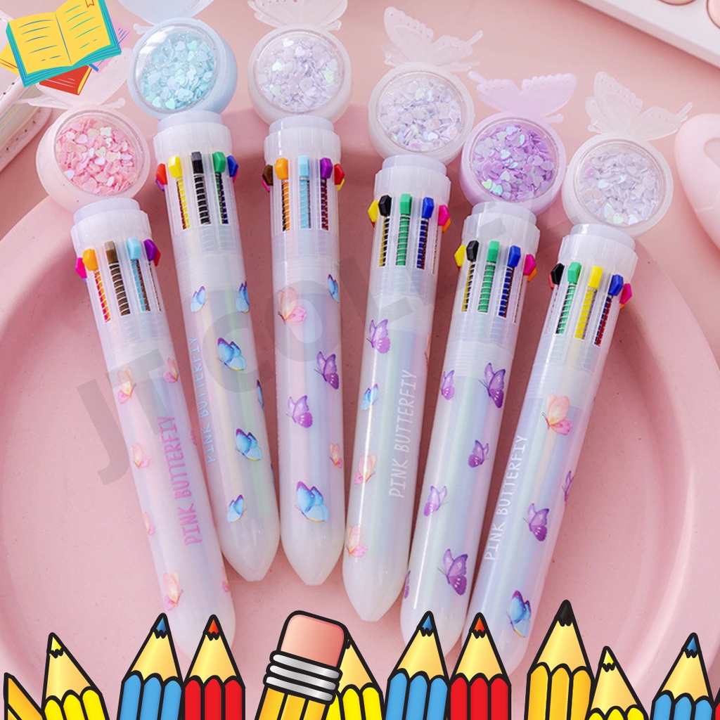 

[JTC] Pulpen Gliter Ada 10 warna Motif Kupu-Kupu (JT0013)