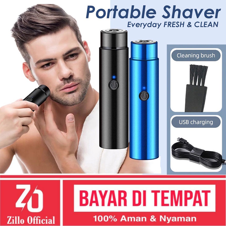 ZILLO Alat Cukur Rambut Mini Portable Mesin Pencukur Kumis Jenggot Razor Shaver Elektrik Charger Cas