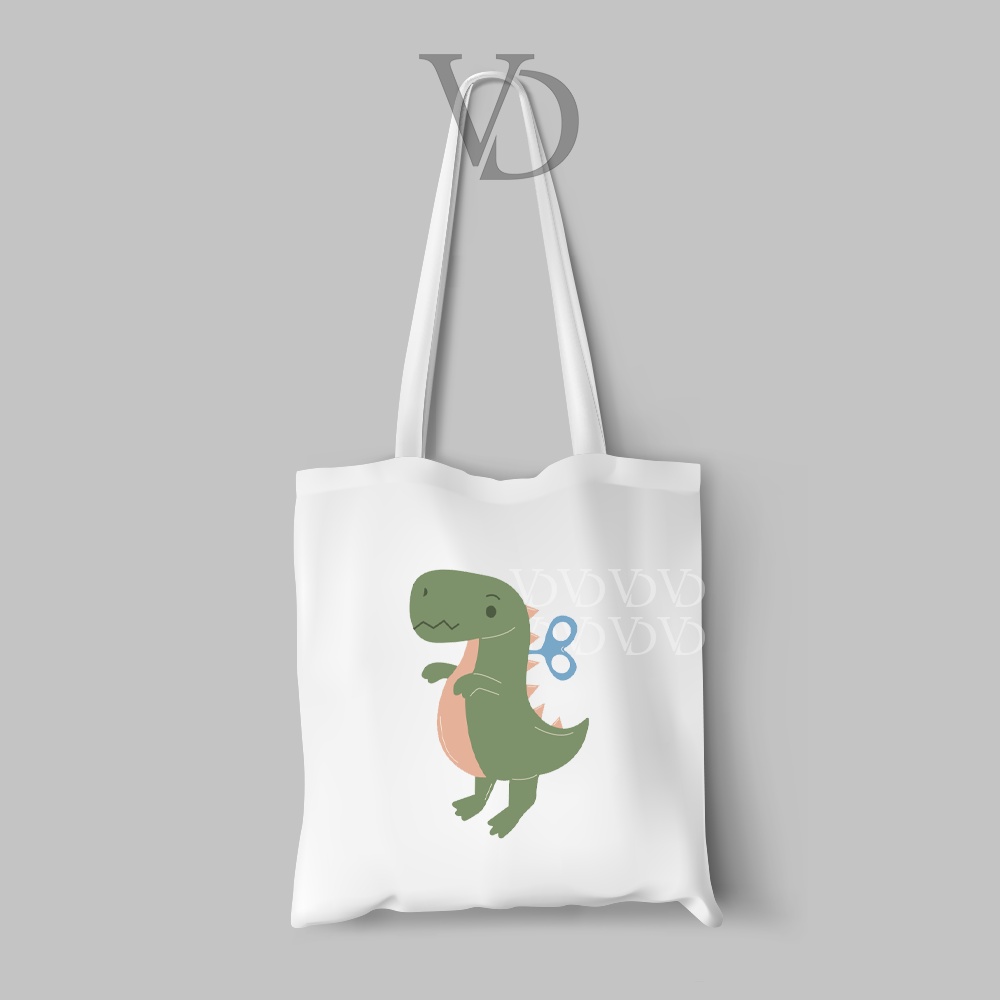 tote bag kanvas cute motif dinosaurus baby dino edisi 1
