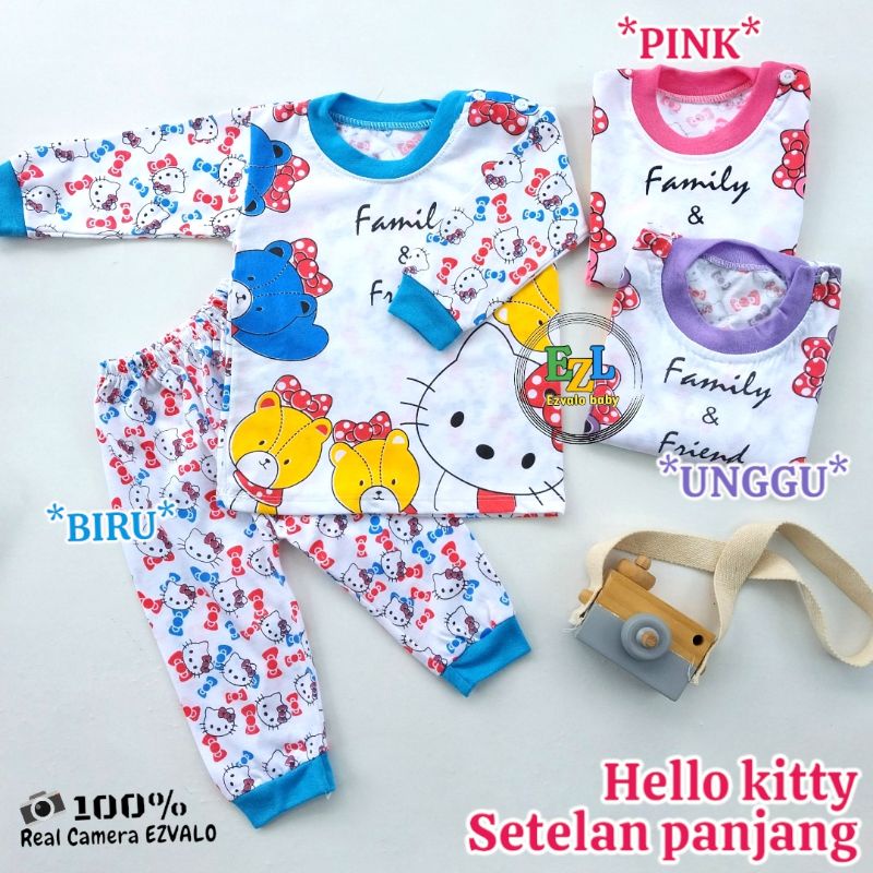 SETELAN BAYI PEREMPUAN KAOS OBLONG PIYAMA KANCING BAHU LENGAN PANJANG