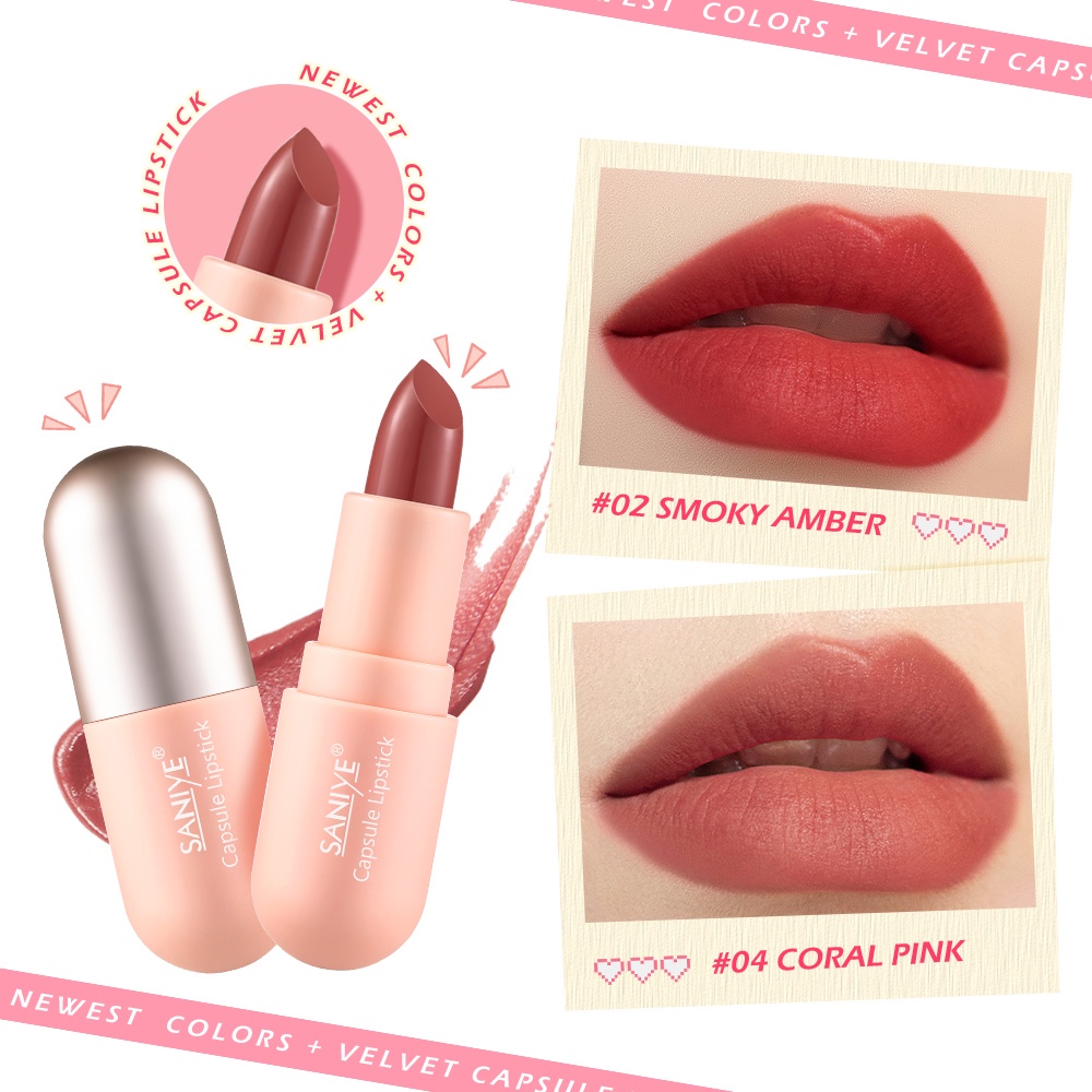 ❤ MEMEY ❤ SANIYE Capsule Lipstick Velvet Matte Tahan Lama K1139 ✔️BPOM