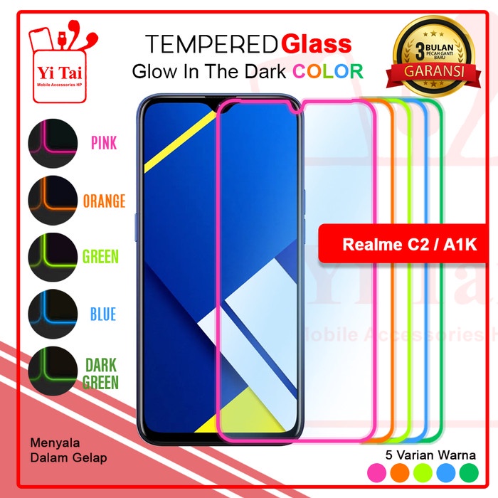 YI TAI Glow In The Dark Tempered Glass Realme C2 A1K