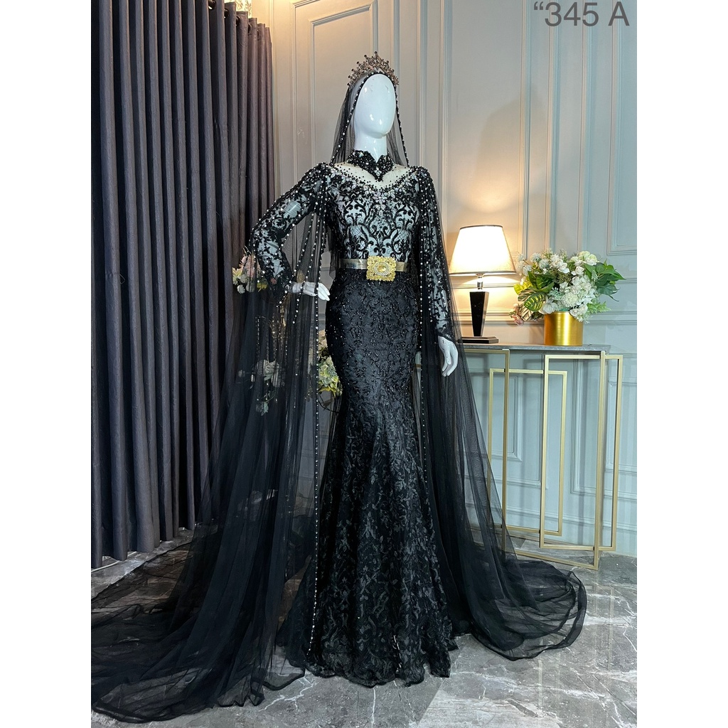 Dress pengantin modern model duyung Hitam