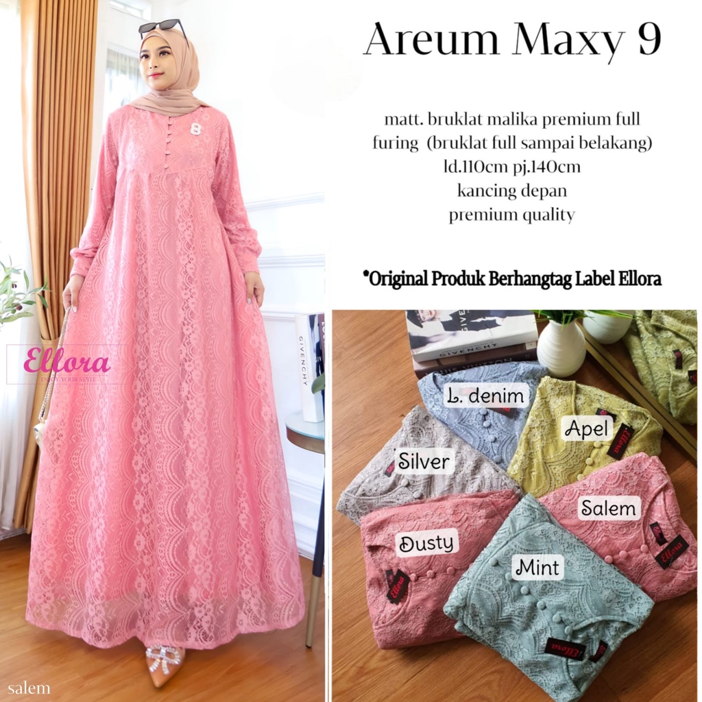 AREUM MAXY 9 DRESS GAMIS BY ELLORA BAHAN BRUKLAT MALIKA PREMIUM
