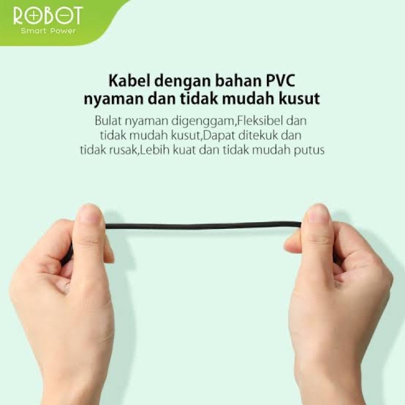ROBOT COLORFUL KABEL DATA TYPE C FAST CHARGING 2.4A STRONG MATERIAL STYLISH DESIGN 100cm USB CABLE ORIGINAL