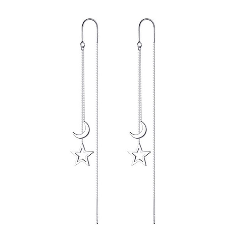 Baru Fashion Korea Anting Wanita Mewah Rantai Rumbai Drop Anting Retro Warna Perak Anting Gantung