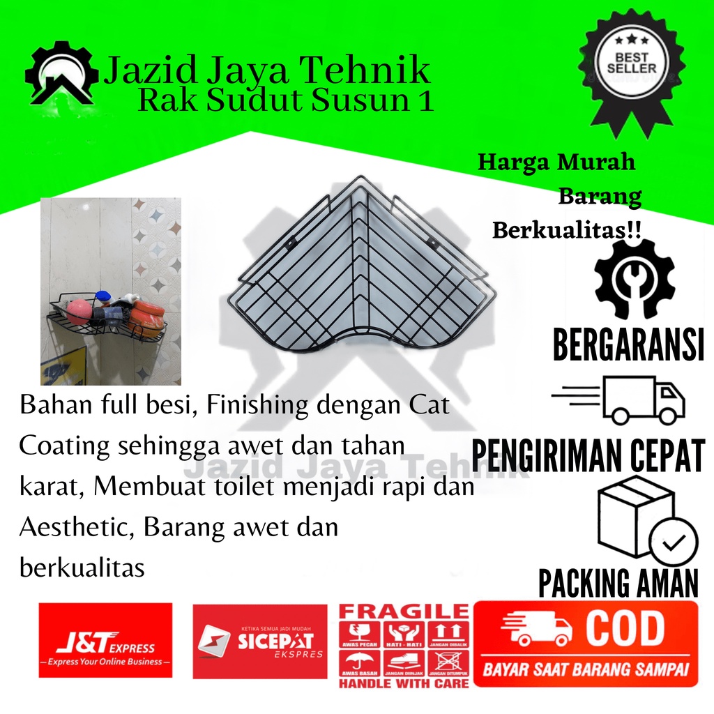 Rak Sudut Kamar Mandi Susun 1 Hitam