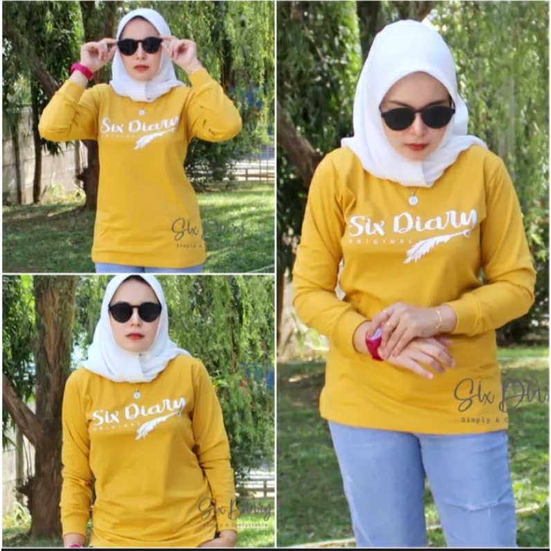Fashion Baju Kaos Wanita Atasan Lengan Panjang kekinian//Sweater couple Tunik muslimah lebaran hijab