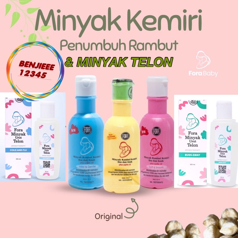 ORIGINAL 100% FORA Minyak kemiri plus Fora jojoba oil penyubur rambut bayi anak balita dewasa ibu penebal alis bulu mata hair vitamin hair growth kesuburan rambut fora 65ml