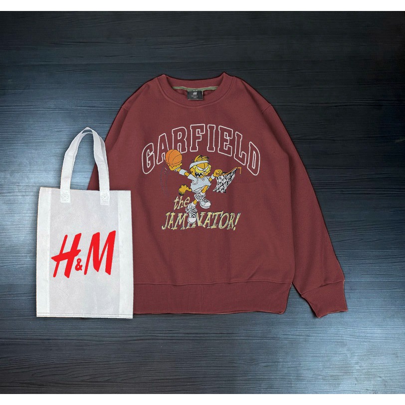 Crewneck Garfield sablon unisex free bag