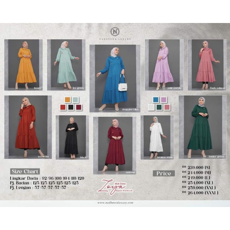 ZOYA MIDI DRESS NADHEERA LUXURY✅DRESS TERBARU✅DRESS MURAH