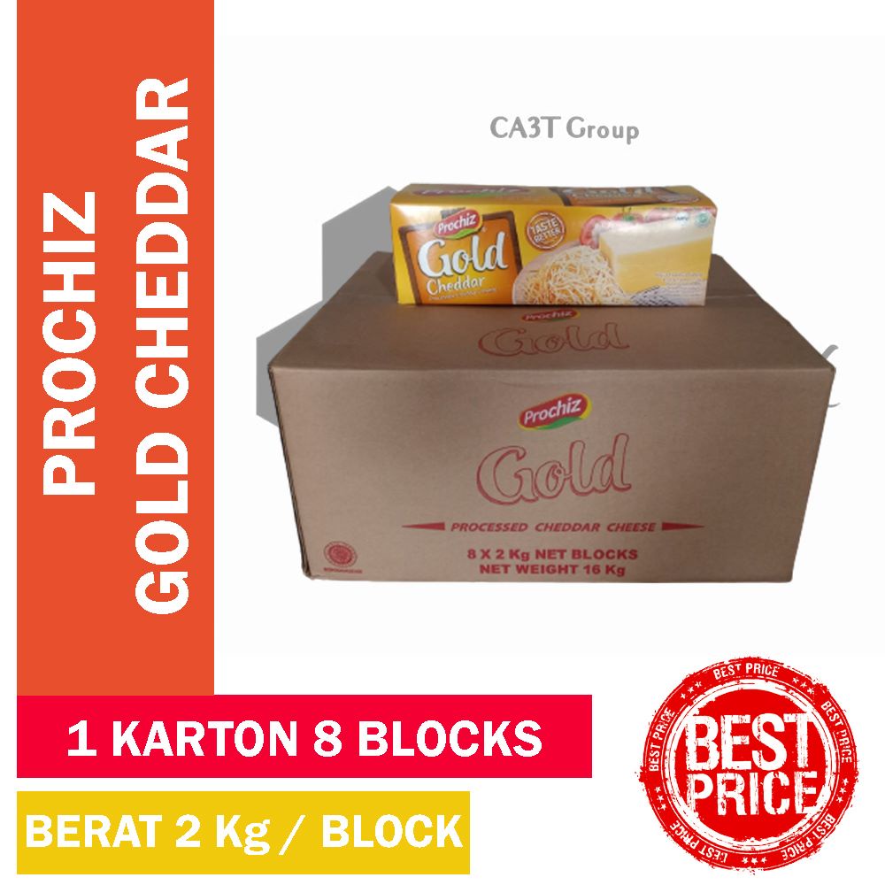 Keju Prochiz Gold Cheddar 2KG (KARTONAN) Murah Meriah &amp; Berkualitas !!!