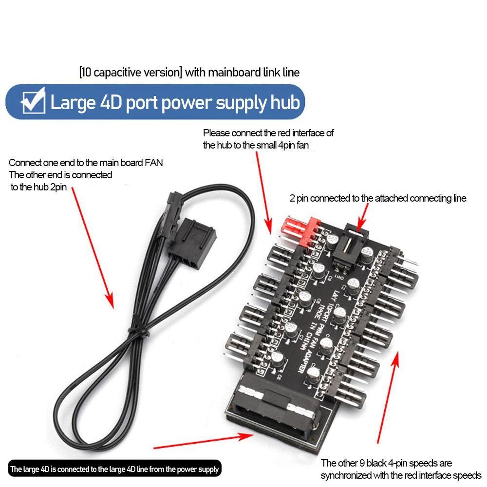 Controller Kipas Pendingin Atas 4pin Motherboard SATA Power Radiator Adapter