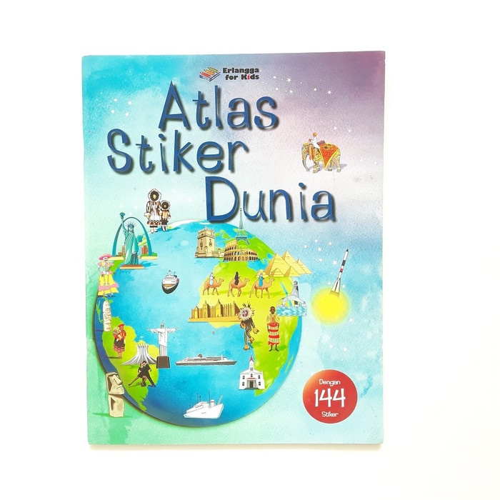 ⭐BISA COD⭐ Buku Pengetahuan Anak ATLAS STICKER DUNIA 144 Stiker Erlangga for Kids