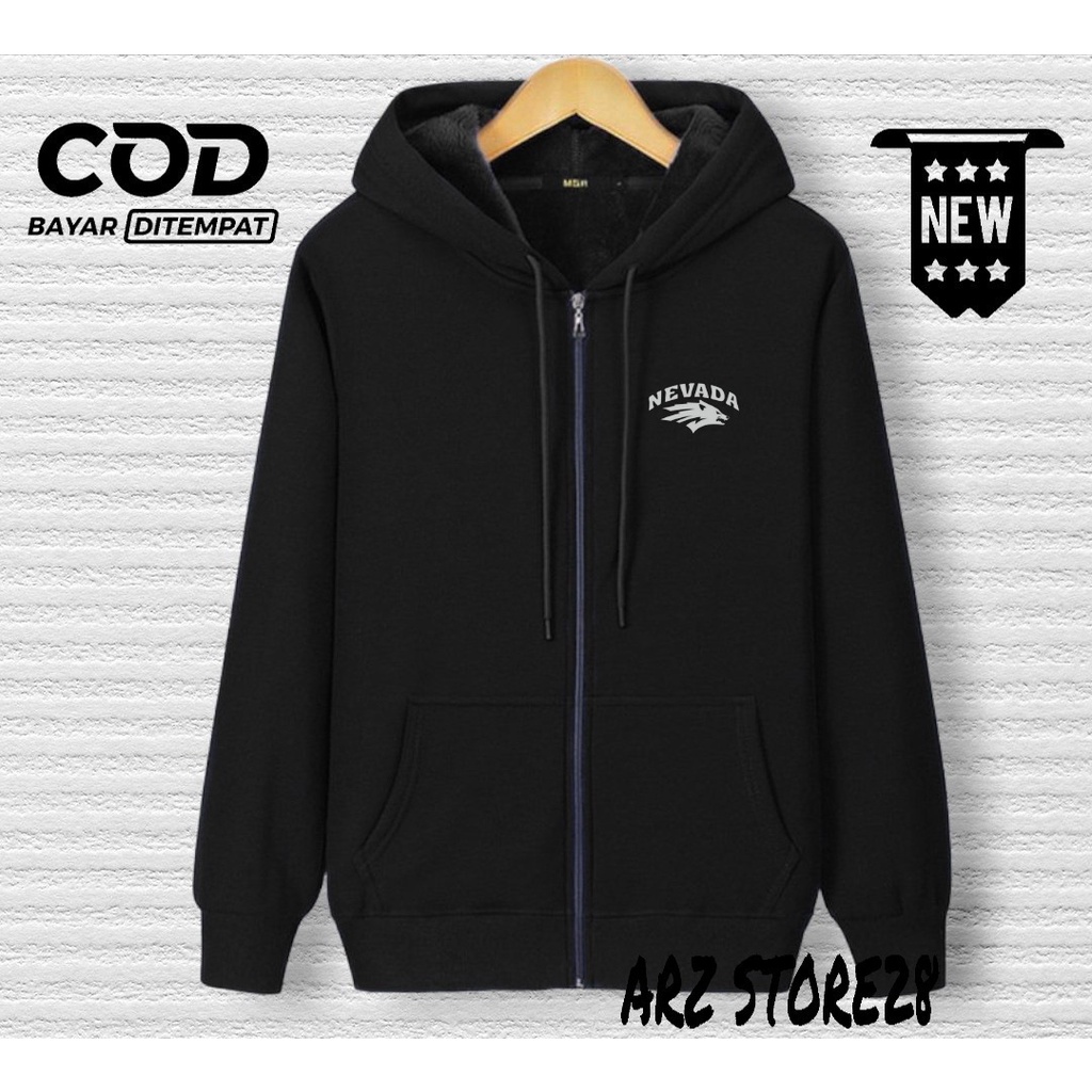 Terlaris Free Jaket Resleting Text Putih Nevada 00 Sweater Distro Terbaru Hoodie Termurah Pria Wanit