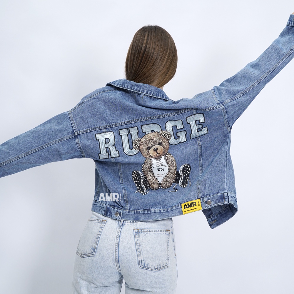 Jaket Jeans Wanita Oversize Jen  Korea Jeket Ukuran Besar Jacket Denim Jumbo 3 4 5 Jaket Korean Styl