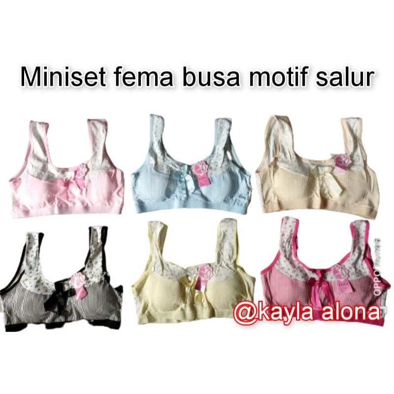 MINISET ANAK MOTIF SALUR KOMBINASI &quot; FEMA &quot; ( Ada BUSA &amp; Pengait Di Bagian Belakang )