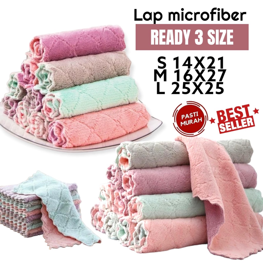 KAIN LAP MICROFIBER SERBET ANTI MINYAK PEMBERSIH PIRING GELAS ALAT DAPUR BEST SELLER