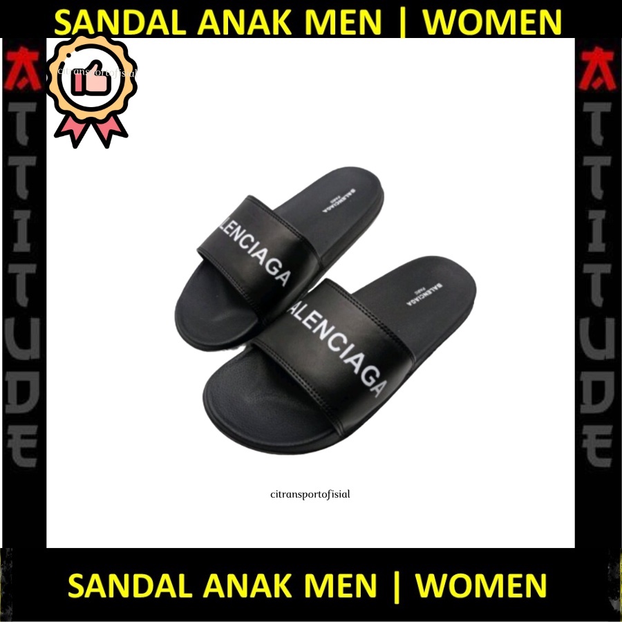 Sandal Balenciaga Slide Pria Wanita Sandal Black Sandal Flip Flop Bale