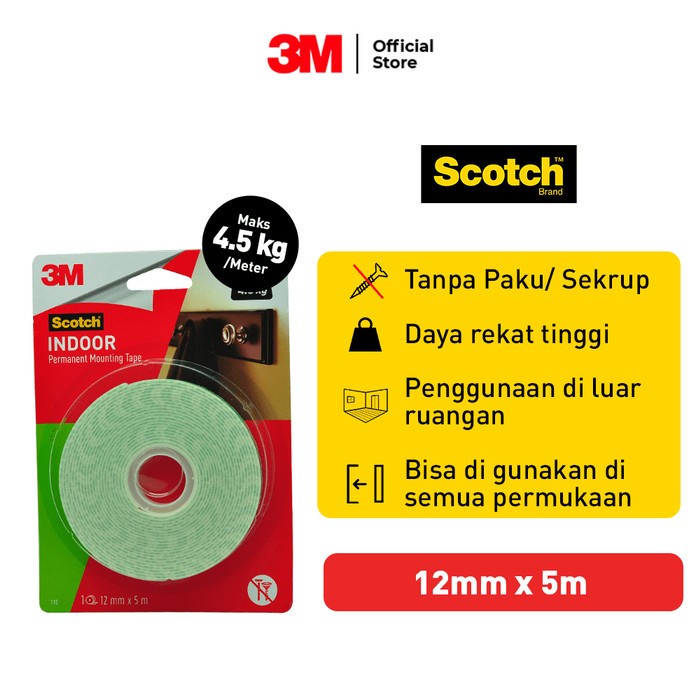 

✨NEW✨ - SCOTCH 3M PEREKAT ISOLASI MOUNTING TAPE PERMANEN 12MM X 5M CAT 110-5A