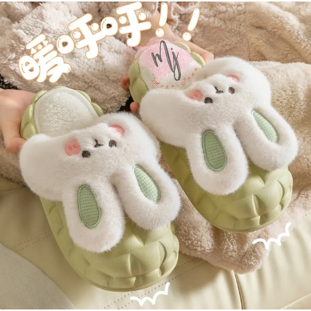 Sandal rumah boneka bulu karakter sandal kokop wanita sandal rumah sandal kawaii import
