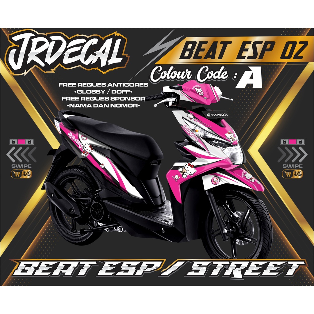 (BISA COD) DECAL BEAT ESP STREET HELLO KITTI FULLBODY- DECAL STICKER HONDA BEAT ESP STREET KITTY KER