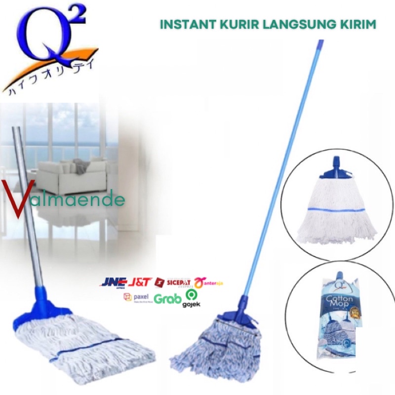 Pel Lantai Pel Jepit Cotton Mop Q2 816 Pembersih Lantai Gagang Pel Kain Pel Serat Cotton Magic Mop