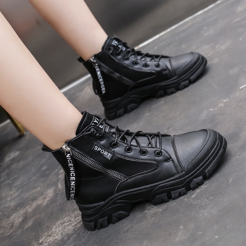 CaniKorea &quot;FREE BOX&quot; Sepatu Wanita Boots Bertali Resleting Kasual Fashion 9061