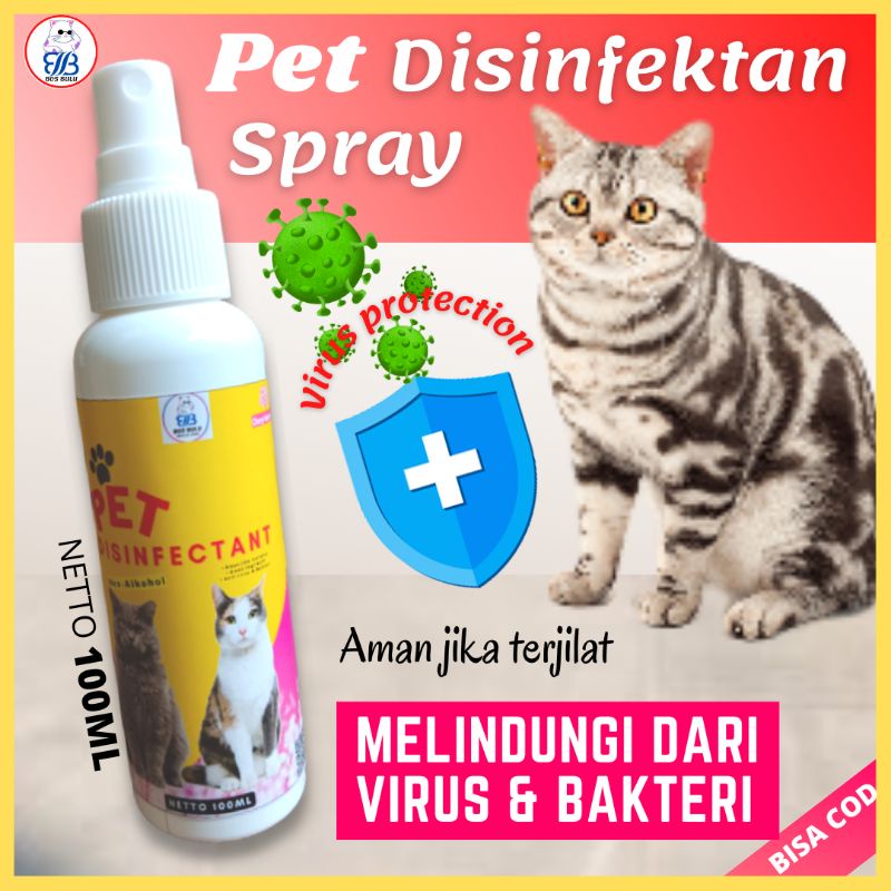 pet disinfektan spray semprot pembersih tubuh kandang tempat makan bermain litterbox kucing anjing 100ml