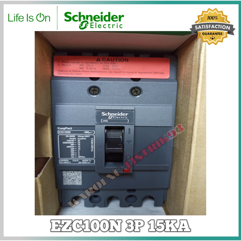 Jual Nfb / Mccb Schneider EZC100N 3p 15 KA 15A/20A/25A/30A/40A/50A New ...