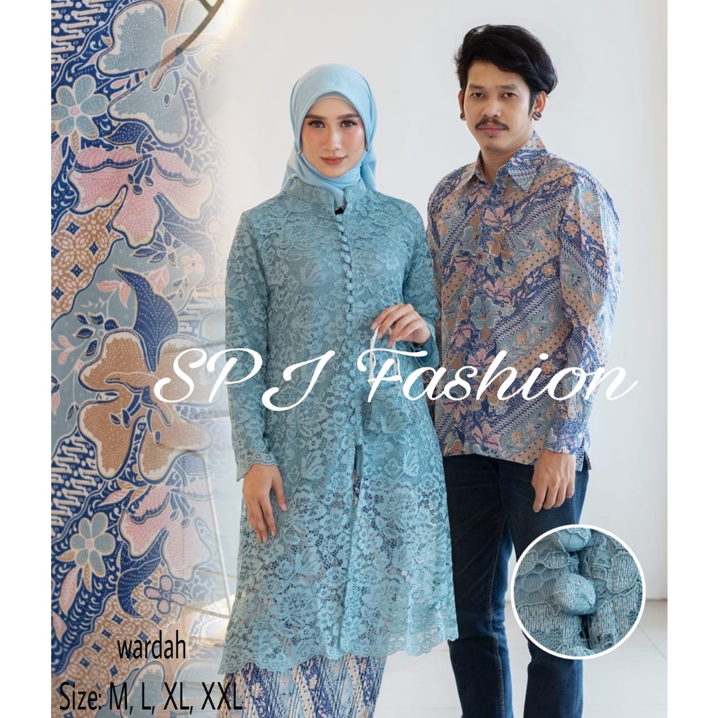 LAUNCHING STELAN KEBAYA TUNIK BROKAT COUPLE BATIK PRIA MODERN/OUTFIT PASANGAN/COUPLE WISUDA/SERAGAMAN PESTA BY SPJ FASHION