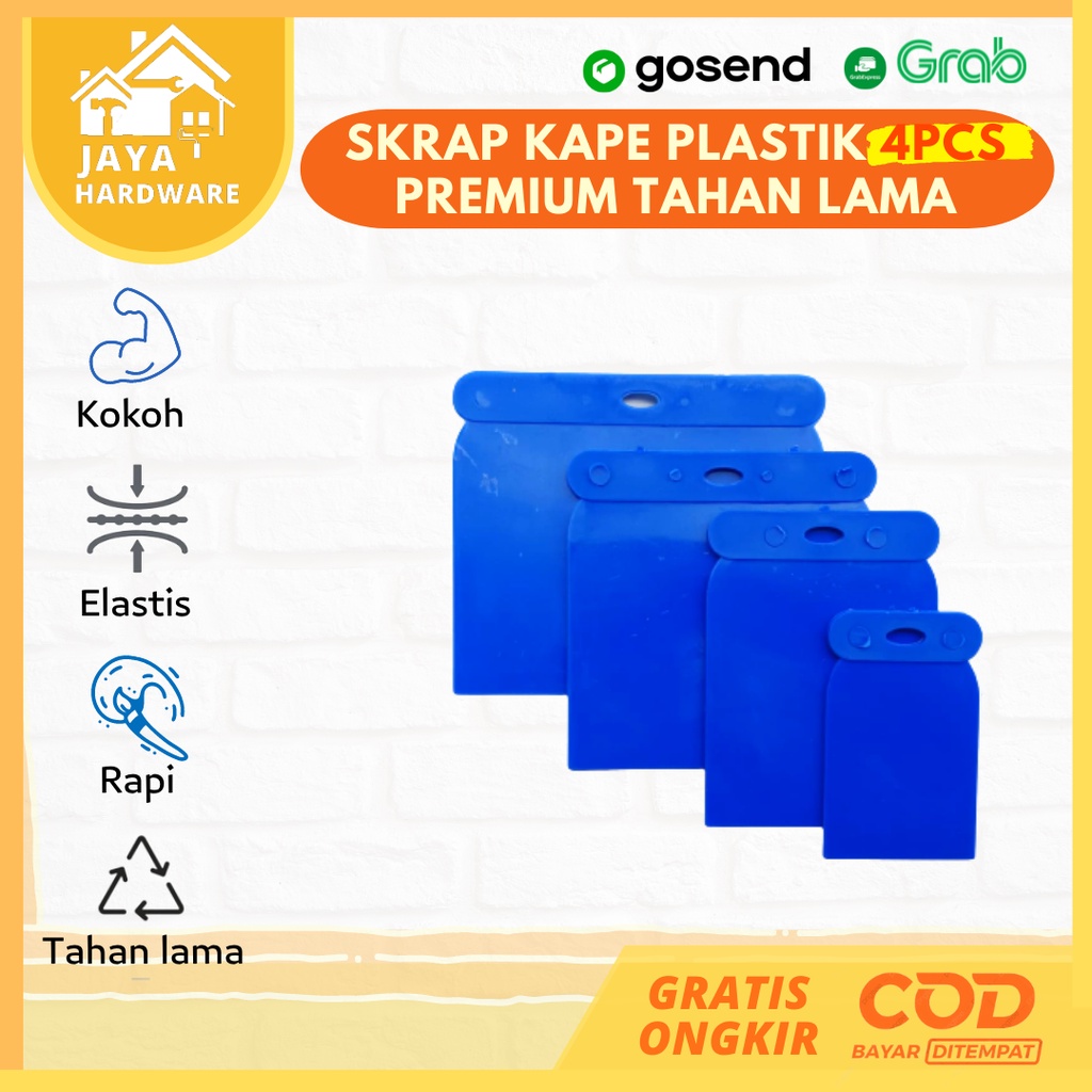 SET 4PCS Scraper Scrapper Kape Kapi Skrap Sekrap Dempul Kompon PVC Plastik Gypsum Besi Stainless Din